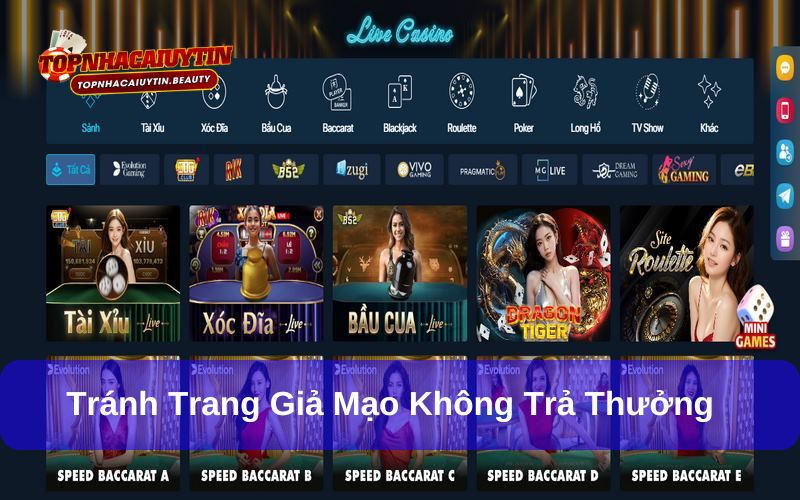 Các website giả mạo không trả thưởng cho người chơi Các website giả mạo không trả thưởng cho người chơi